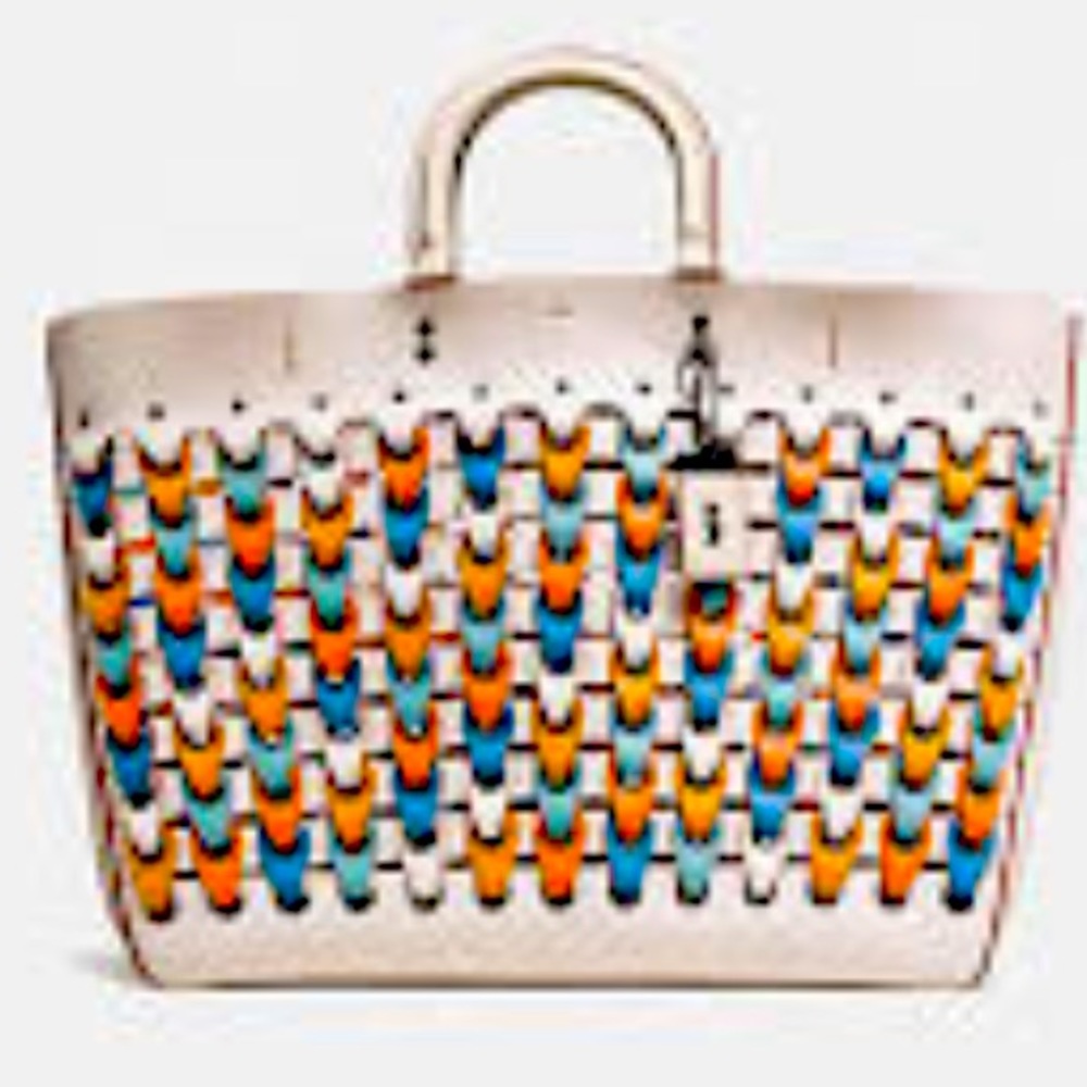 COACH Rogue Tote in Glovetanned Leather with Colorblock Link Detail